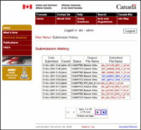 screen capture of Submission History